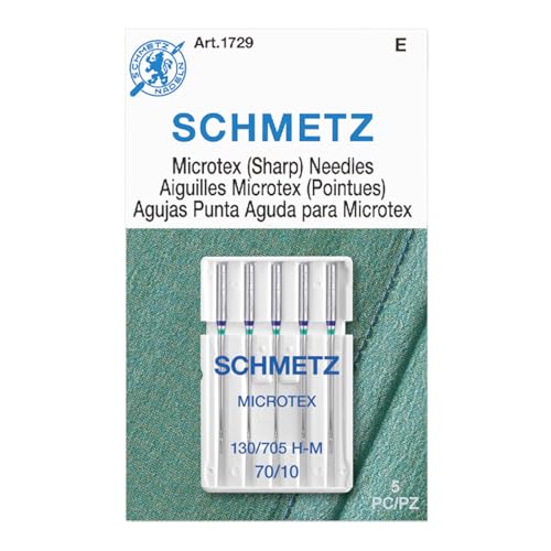 SCHMETZ Microtex Sharp Sewing Machine Needles - Quilting & Topstitching Supplies, Size 70/10, 5-Needle Card, Pack of 1 - Image 1