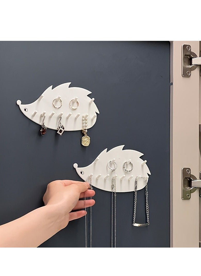 Generic 2pcs Punch-free Wall-mounted Hook, Hedgehog Shape Shelf Multifunctional Home Mirror Cabinet Key Jewelry Necklace Ring Hook  - Image 1