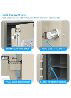 Rubik Fireproof Safe Box Large 120Kg, Dual Lock, Key Operated, 2 Hours Fire Rated Safety Locker RB-680LB (68x50x50cm)  - Image 5