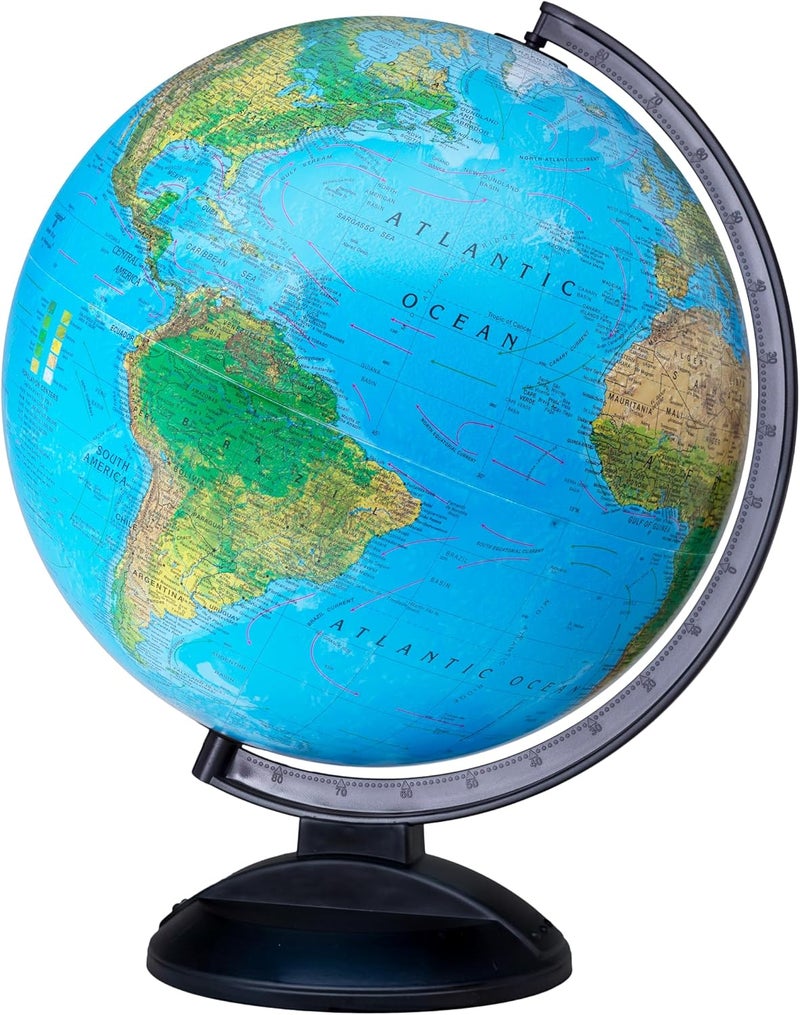 Replogle Ready to Assemble World 12" Diameter Globe, USA Cartography, Modern Acrylic Stand and Blue Ocean. Easy to assemble globe that shows Political borders and provincial borders, major ocean currents, detailed lakes, rivers, tributaries and canals. - Image 2