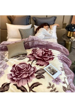 BAIG Winter thickened Raschel blanket double layer Super King Size blanket wedding blanket outdoor camping travel Polyester Double Layer Solid mink Blanket 200*230CM-Multicolour  - Image 1