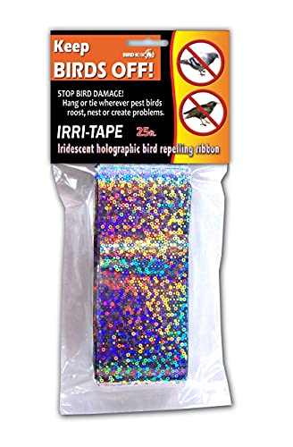 Bird-X Irri-Tape, Holographic Bird Scare Tape, Iridescent Foil Reflective Tape for Multi-Sensory Attack, Easy to Install, 2" W x 25' L - Image 1