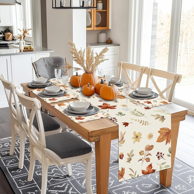 Bonhause Fall Leaves Floral Placemats Set of 4 12x18 Inch Wildflower Seasonal Autumn Thanksgiving Kitchen Dinning Table Mats Washable Place Mats for Indoor Outdoor Home Party Decor - Image 5