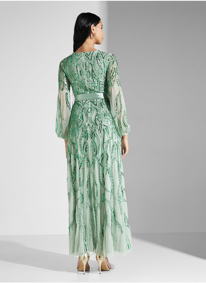 Amelia Rose Embellished Mesh Detailed Dress  - Image 2