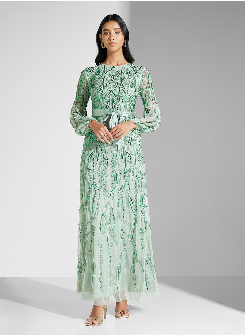 Amelia Rose Embellished Mesh Detailed Dress  - Image 4