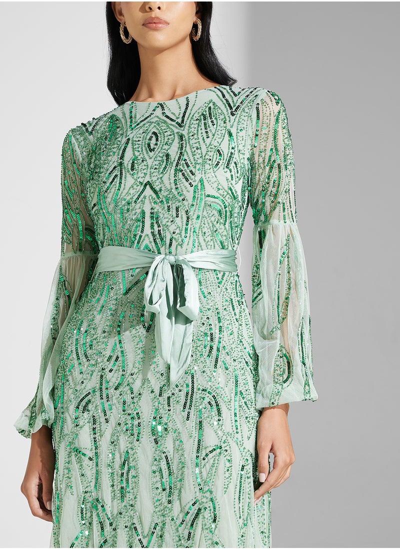 Amelia Rose Embellished Mesh Detailed Dress  - Image 3