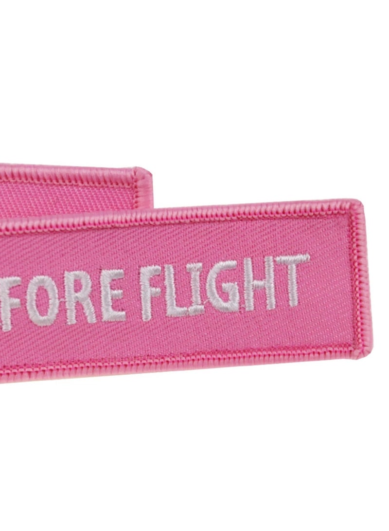 بيعتكلها سلسلة مفاتيح مطرزة على الوجهين لطاقم الطيران الكابتن الطيار للدراجات النارية والسيارات والحقيبة وأزياء المفاتيح (وردي) - Image 2