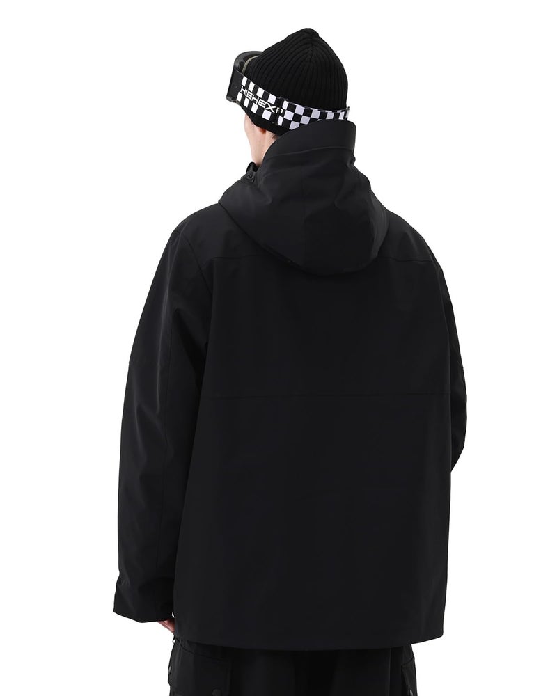 HIGH EXPERIENCE Mens Ski Jacket 3L Snowboard Anorak Coat Baggy Snow Pullover Hooded Waterproof Windproof Insulated Winter (US, Alpha, Medium, Regular, Regular, Black) - Image 2