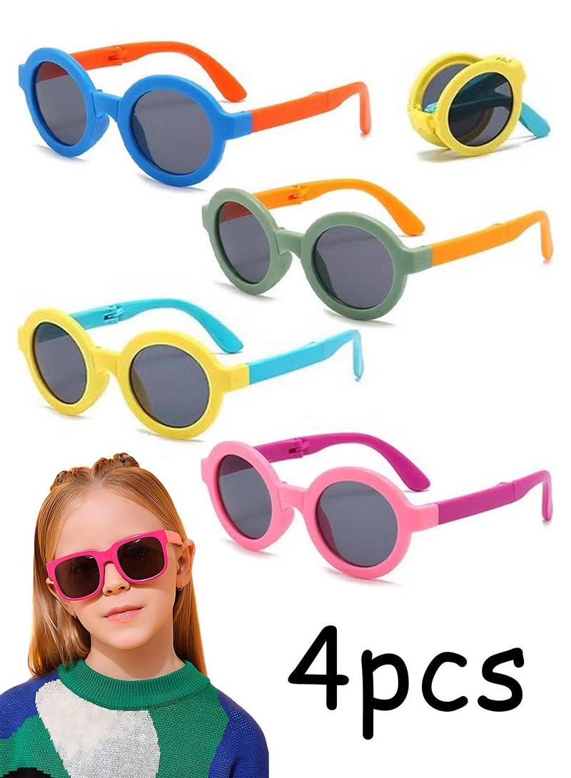 Kids Polarized Sunglasses 4 Pack - Foldable Toddler Sunglasses for Boys & Girls Age 2-14, UV Protection for Beach/Party/Outdoor Play, Baby to Youth Baseball Sunglasses (2-14 Years) - Image 1