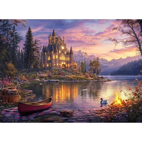 Yunlus Jigsaw Puzzles for Adults 1000 Pieces Twilight Castle Impossible Hard Difficult Challenging Puzzles for Adults Teens 1000pc Reflections Lake Jigsaw Puzzle 1000 Pieces 28 x 20 inch - Image 1
