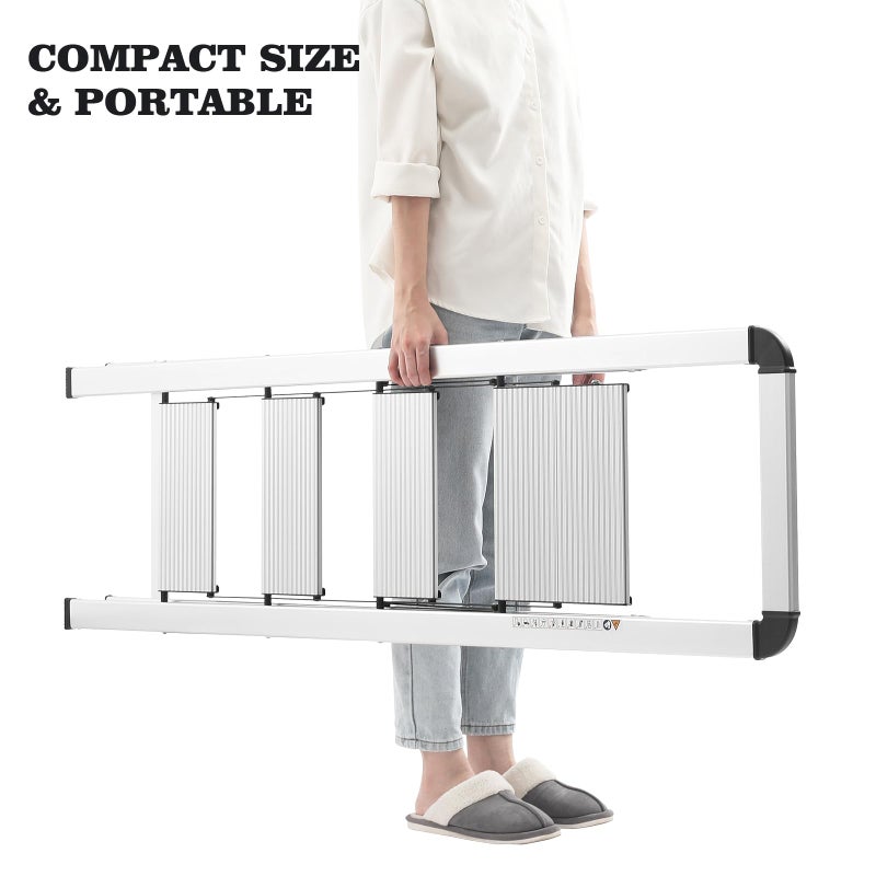 KINGRACK Aluminium 4 Step Ladder, Lightweight Step Stool with Non-Slip Pedals, Handrail, Foldable Step Ladder for Kitchen, Garage, Home, Space Saving, Sturdy and Portable, Silver - Image 5