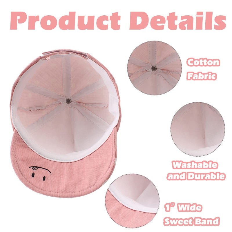 JANGANNSA Polka Baby Baseball Caps Infant Toddler Sun Cap Boys Girls Summer Hat with Bear Ears 6-24Months (Polka Pink) - Image 4
