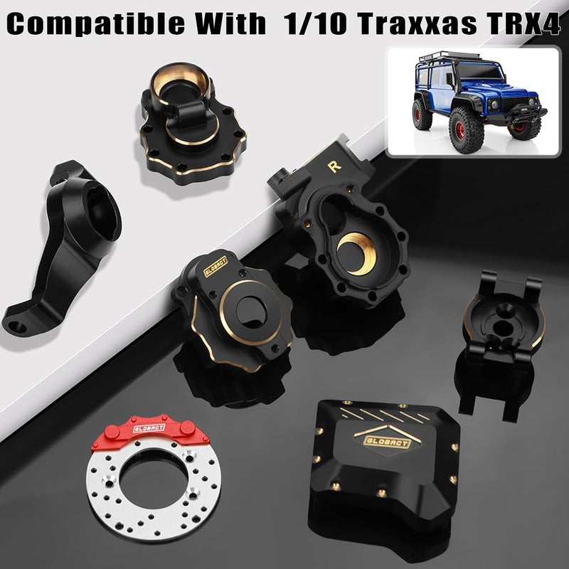 GLOBACT Brass Upgrades Kit for 110 TRX4 Front  Rear Portal Axle Inner  Outer Portal Housing Diff Cover Drive Axle Mounts with Brake Disc  Caliper RC Crawler Car Parts - Image 3