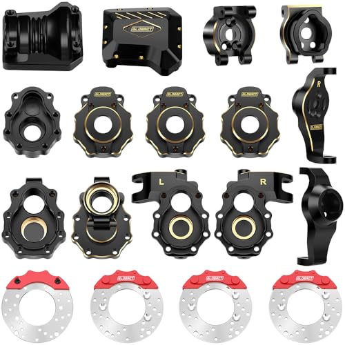 GLOBACT Brass Upgrades Kit for 110 TRX4 Front  Rear Portal Axle Inner  Outer Portal Housing Diff Cover Drive Axle Mounts with Brake Disc  Caliper RC Crawler Car Parts - Image 1