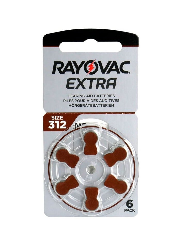 Rayovac Hearing Aid Batteries Extra Advanced - type 312 (PR41) blister (6 pcs) , made in united kingdom 