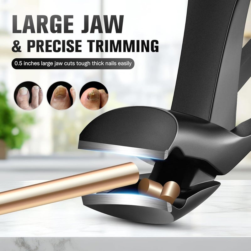 FERYES Angled Head Long Handled Toenail Clipper for Seniors - Large Wide Jaw Nail Clipper with Catcher for Thick Nails - Easier Trimming, Ergonomic Design (Black Multiple design variants - Image 3