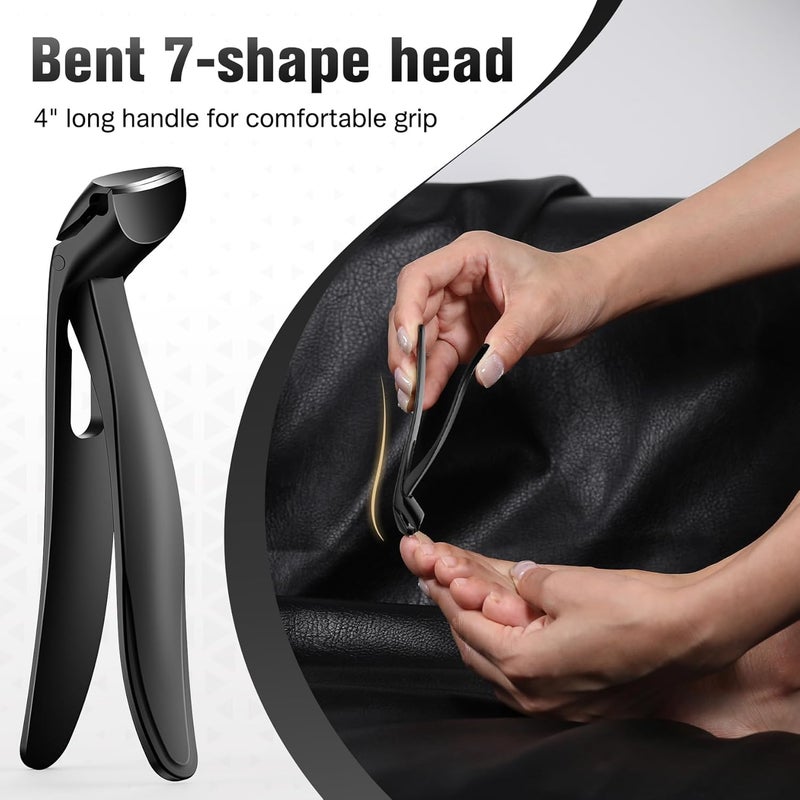 FERYES Angled Head Long Handled Toenail Clipper for Seniors - Large Wide Jaw Nail Clipper with Catcher for Thick Nails - Easier Trimming, Ergonomic Design (Black Multiple design variants - Image 4