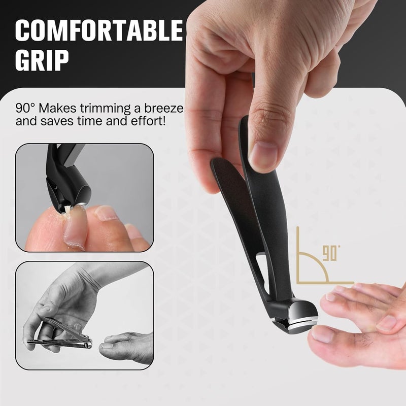 FERYES Angled Head Long Handled Toenail Clipper for Seniors - Large Wide Jaw Nail Clipper with Catcher for Thick Nails - Easier Trimming, Ergonomic Design (Black Multiple design variants - Image 2