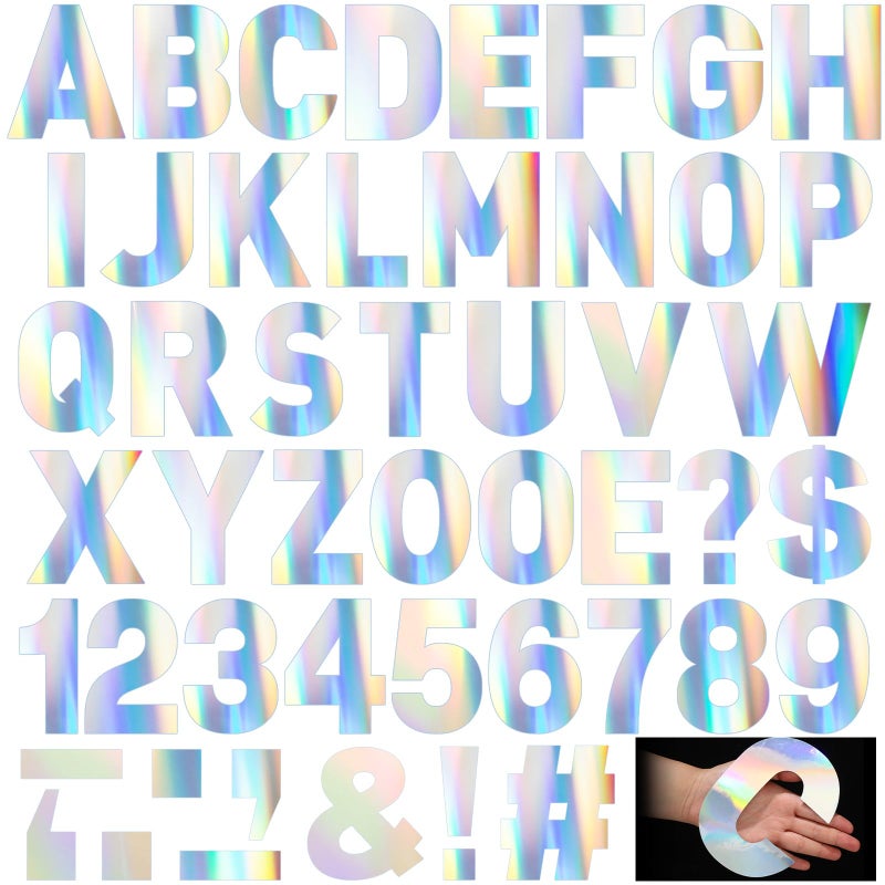 Seajan 184 Pcs Giant Letter Stickers Reflective Alphabet Stickers 6 Inch DIY Adhesive Waterproof Vinyl Letter Numbers Letras Grandes para Decoracion for School Glass Home Party Decor(Laser) - Image 1
