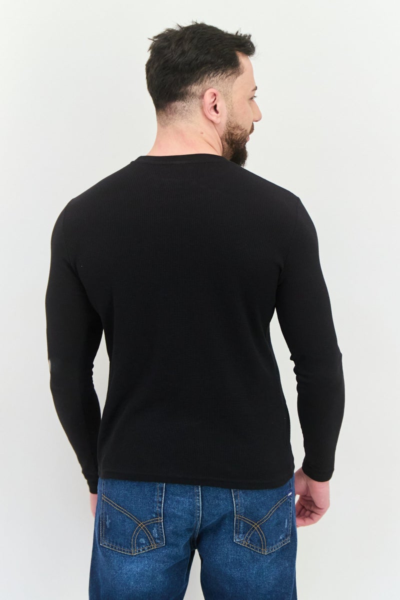 C81 Men 2 Pieces Crew Neck Long Sleeve Textured T-Shirt, Grey - Image 4