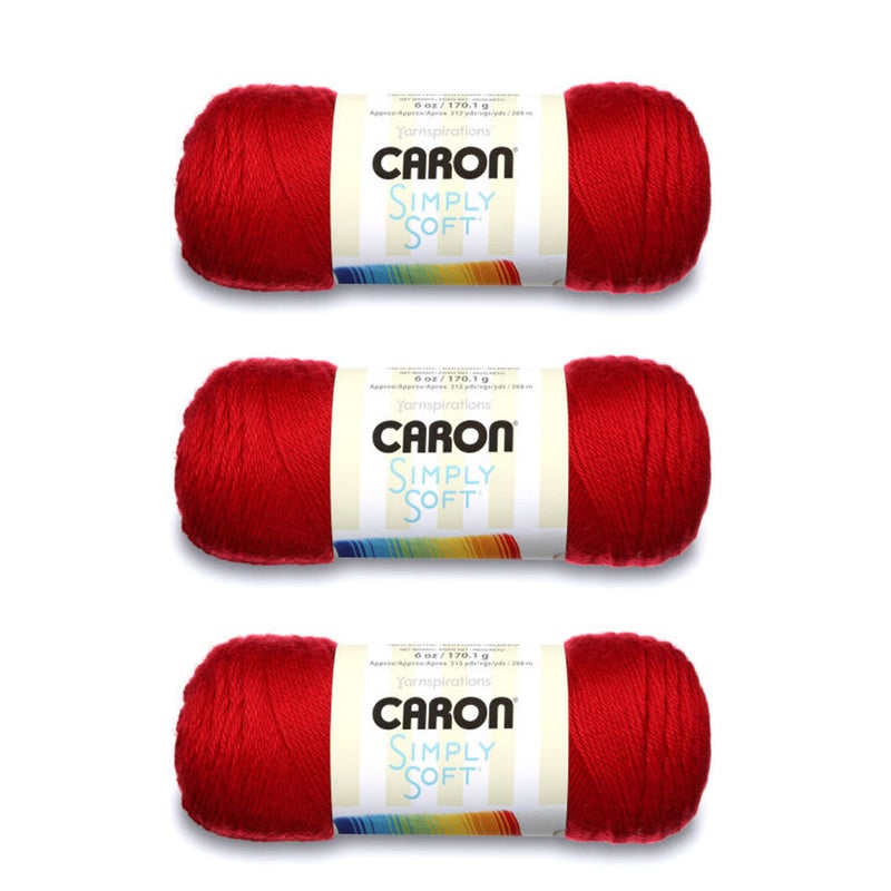 Caron Simply Soft Harvest Red Yarn  3 Pack of 170g6oz  Acrylic  4 Medium Worsted  315 Yards  KnittingCrochet