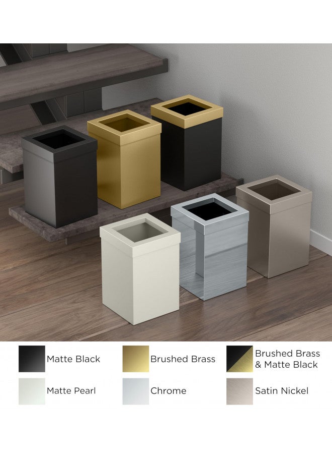 Gatco 1914, Modern Square Waste Basket, Satin Nickel
