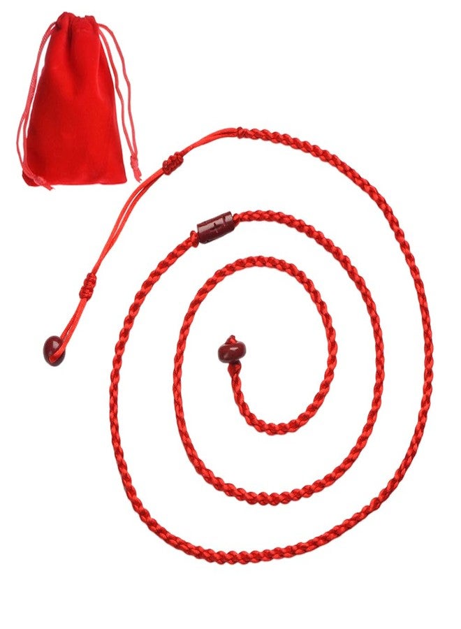 LJJCSFF Thin Waist Rope Braid Belt Chain Exotic Women Waist Belt Rope Chain Good Luck Belly Rope Red Cinnabar Chain with Tassel Bead Bell Feng Shui Wealth Amulet Zodiac Bracelet - Image 1