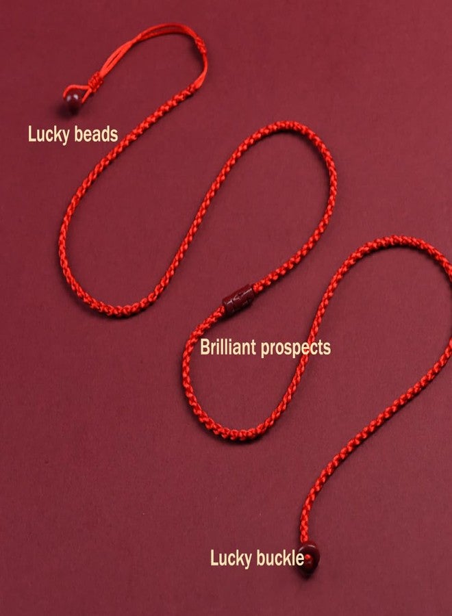LJJCSFF Thin Waist Rope Braid Belt Chain Exotic Women Waist Belt Rope Chain Good Luck Belly Rope Red Cinnabar Chain with Tassel Bead Bell Feng Shui Wealth Amulet Zodiac Bracelet - Image 2