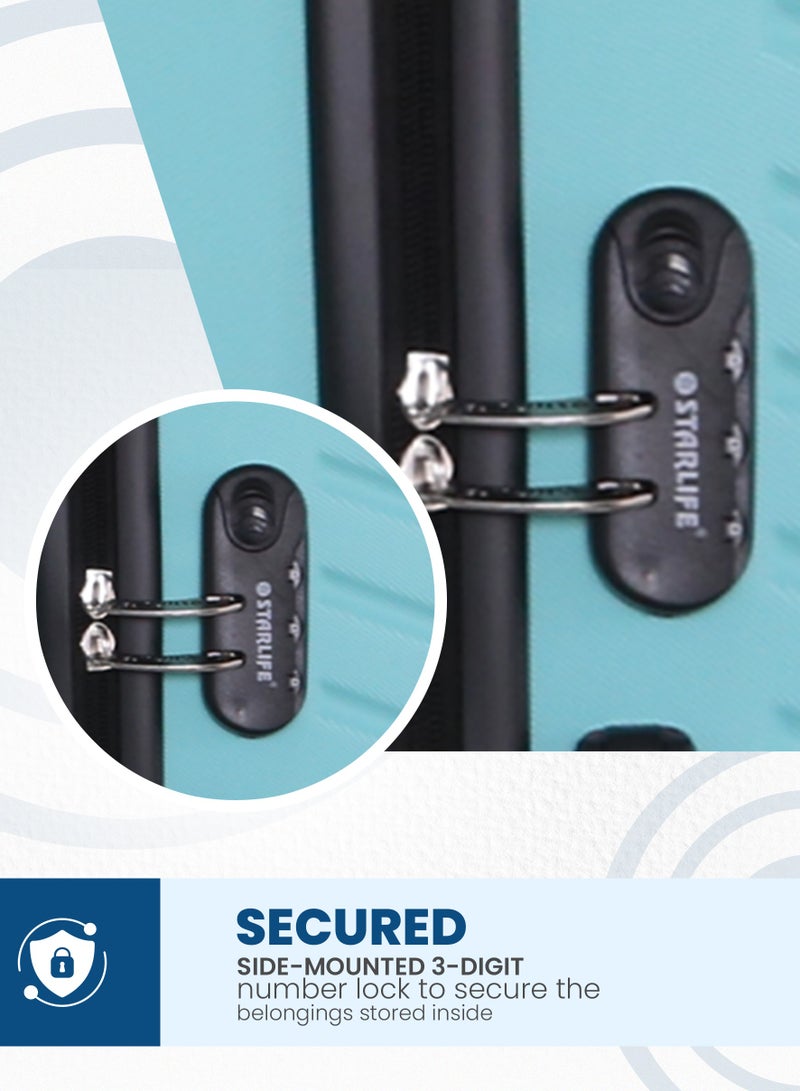 STARLIFE 3pcs ABS Hard Side Trolley Luggage Set Spinner Trolley Luggage Set with Number Lock - Image 3