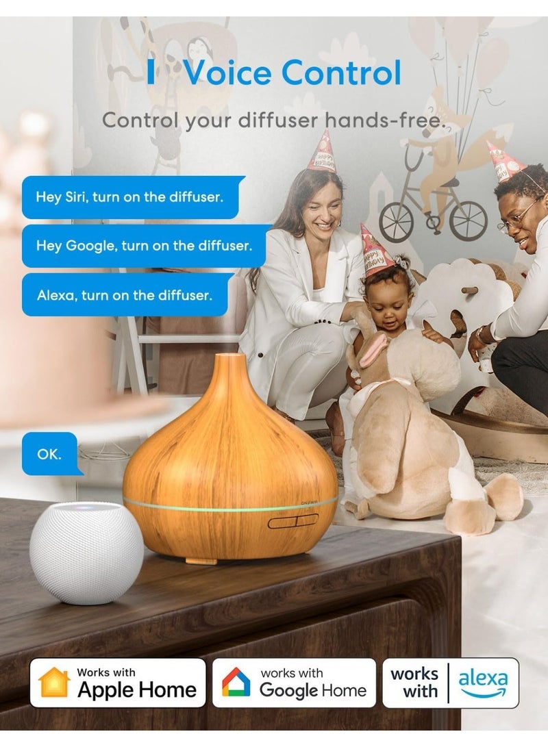 meross WiFi Oil Diffuser - Smart Ultrasonic Diffuser, Apple HomeKit Alexa Google for Home Bedroom Voice Control BPA-Free Ultra Quiet, Short Style-HomeKit Supported - Image 4