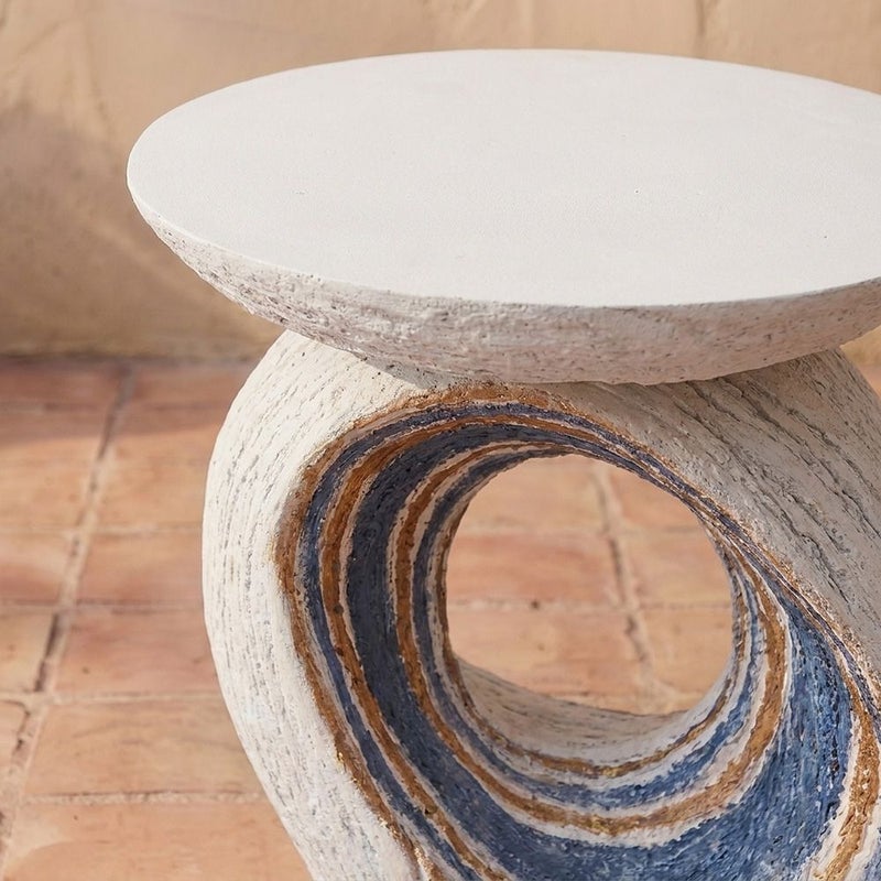 DANUBE HOME Orbit Ring Mgo Side Table | All Weather 1 Piece Outdoor End Table | Modern Design Furniture For Balcony, Garden Bench Seating Terrace Lawn Patio Poolside - L47xW40.5xH48.5cm -Multi Color - Image 3