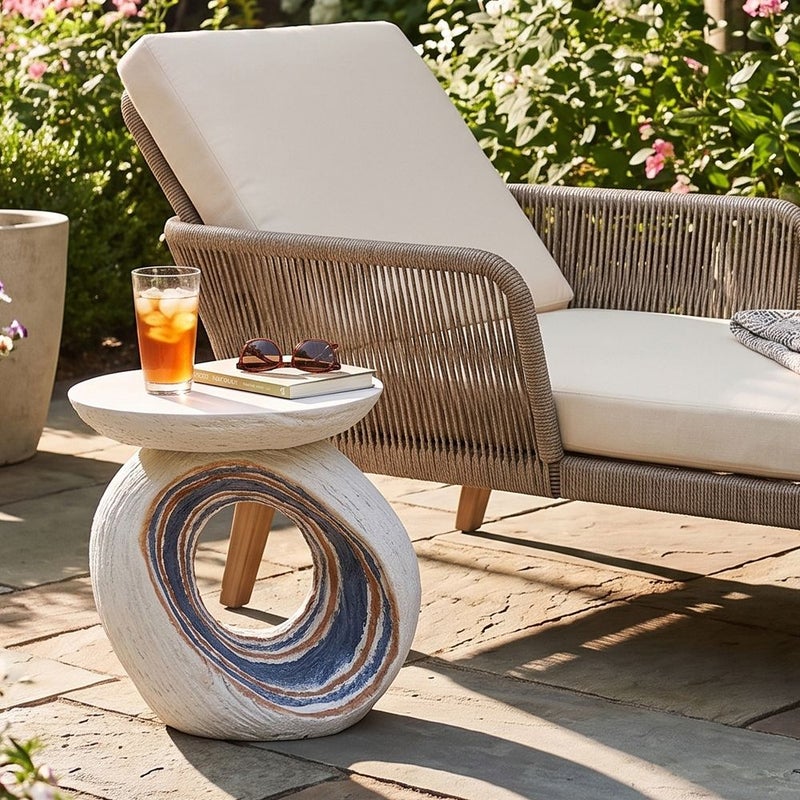 DANUBE HOME Orbit Ring Mgo Side Table | All Weather 1 Piece Outdoor End Table | Modern Design Furniture For Balcony, Garden Bench Seating Terrace Lawn Patio Poolside - L47xW40.5xH48.5cm -Multi Color - Image 4