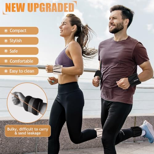 BECOJADDE Ankle Weights Set of 2 (2 lb Each) Adjustable Wrist Weights for Women Men Wearable Arm Leg Weight for Pilates, Running, Walking, Workout, Yoga, Beige - Image 2