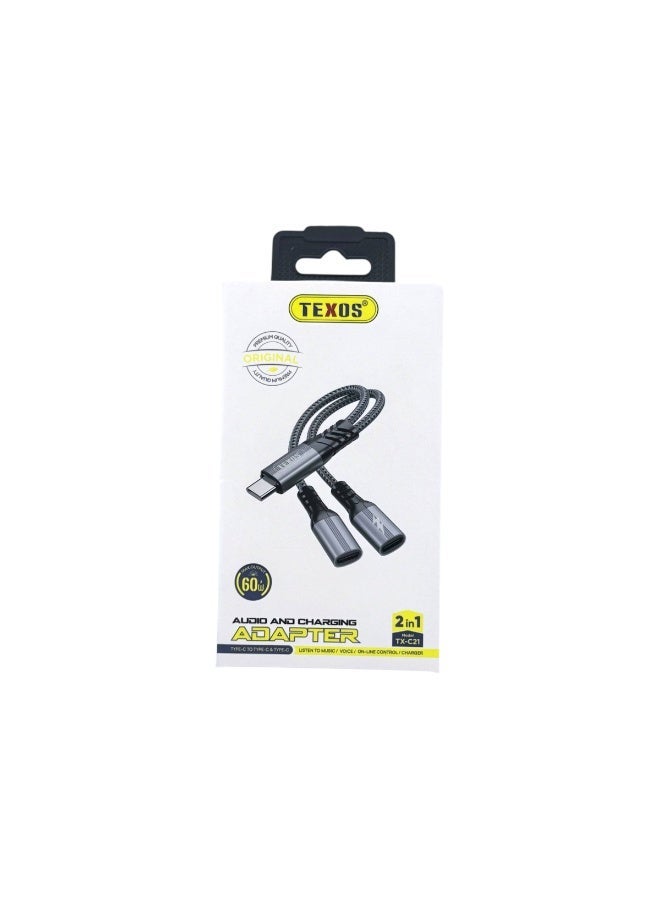 Texos 2-in-1 USB-C Audio and Charging Adapter - Image 1