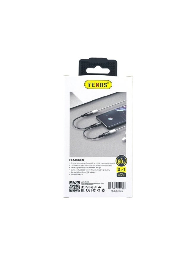 Texos 2-in-1 USB-C Audio and Charging Adapter - Image 2