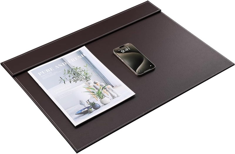 KINGFOM Ultra-Smooth PU Leather Desk Pad & Mat Office Desk Drawing & Writing Board A3/ A4 File Paper Clip Table Protector Mat on Top Large 24''x18'' (Brown) - Image 3