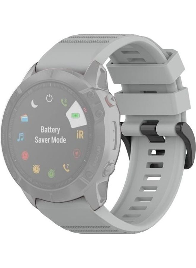 NIBEMINENT Quick Release Official Texture Watchband with Metal Button For Garmin Fenix 6X 26mm Grey - Image 1