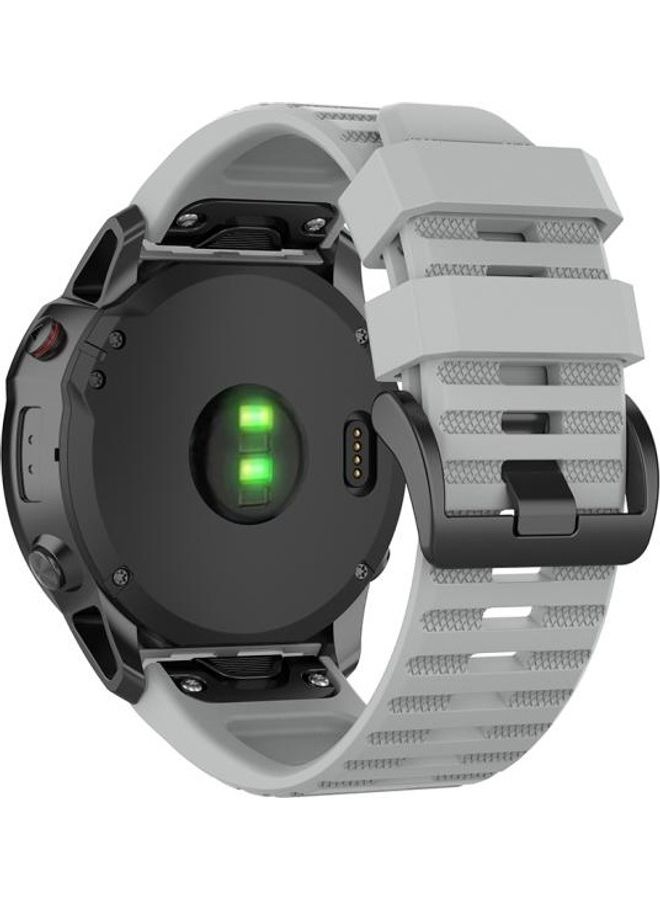 NIBEMINENT Quick Release Official Texture Watchband with Metal Button For Garmin Fenix 6X 26mm Grey - Image 2