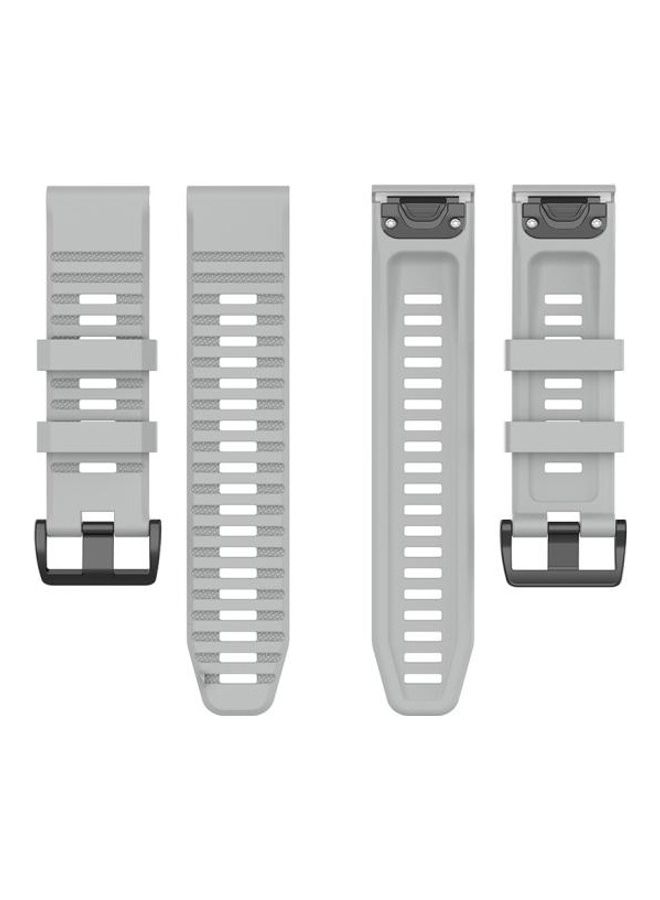 NIBEMINENT Quick Release Official Texture Watchband with Metal Button For Garmin Fenix 6X 26mm Grey - Image 5