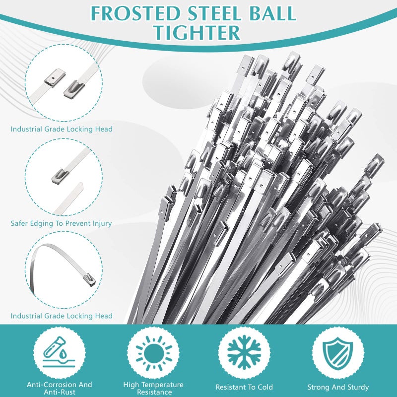 LEIFIDE 500 Pcs Metal Zip Ties 304 Stainless Steel Zip Ties Heavy Duty Self Locking 220 Pound Tensile Strength Cable Suitable for Exhaust Wrapping Fence Outdoor Workshop Canopy(11.8 Inch) - Image 4