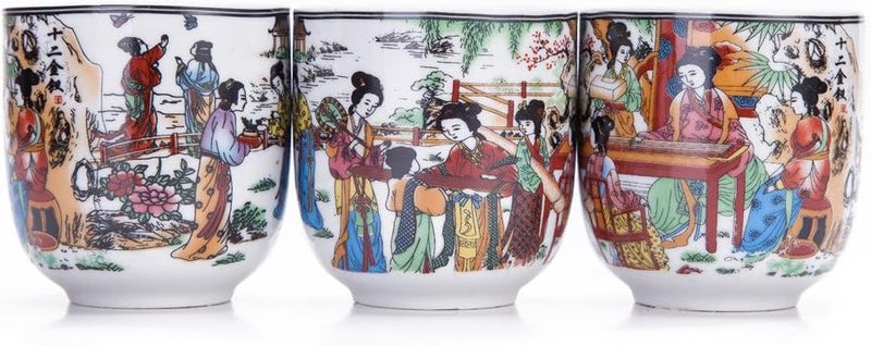 THY COLLECTIBLES مجموعة 6 أكواب شاي سيراميك بتصميم شرق آسيوي في اثنتي عشرة جمالًا سعة 8 أونصات لكل منها - Image 5