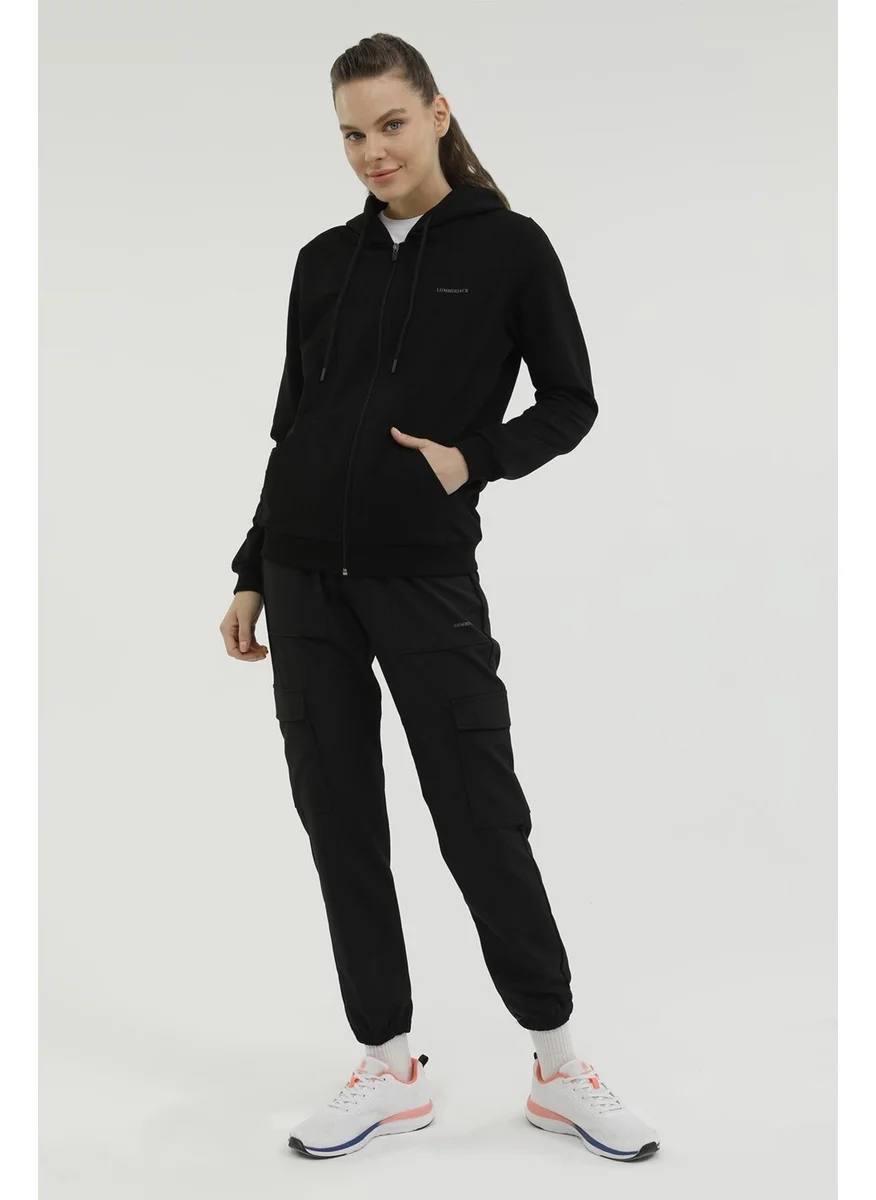 LUMBERJACK W-SN77 Basic Full Zip Hoo Black Women's Tracksuit Top