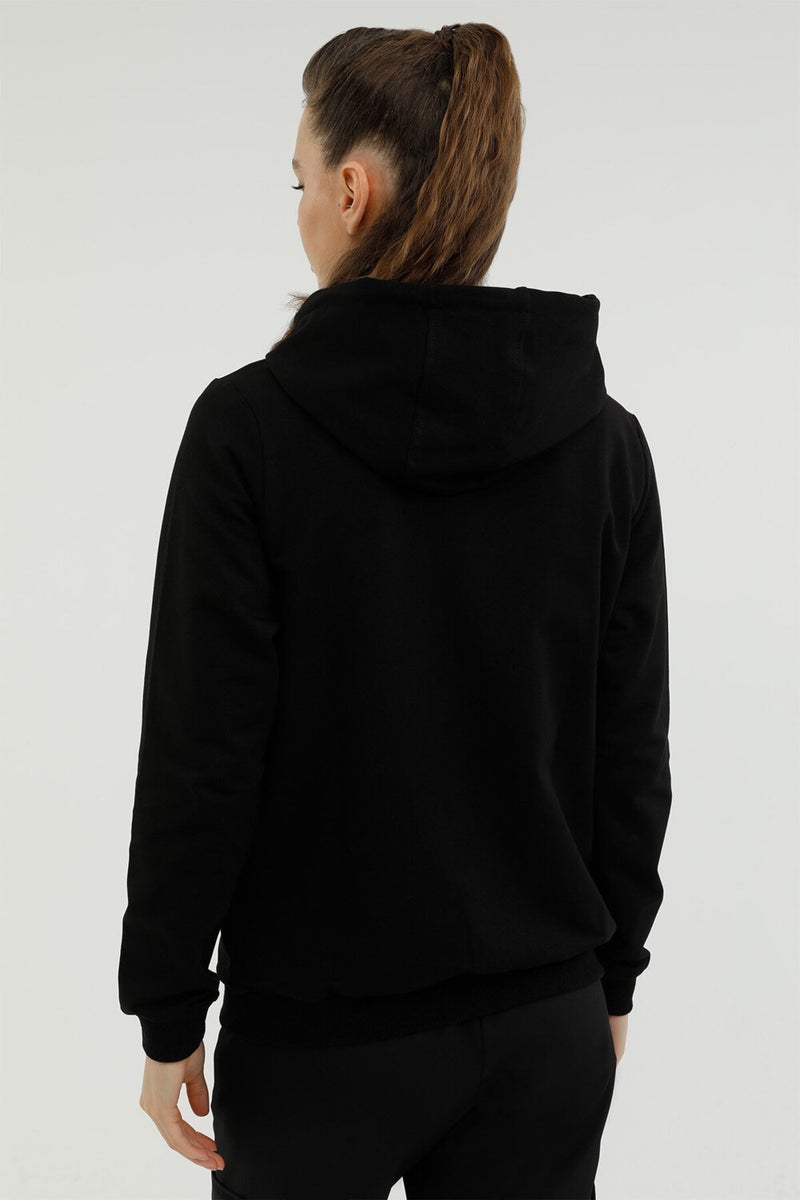 W-SN77 Basic Full Zip Hoo Black Women's Tracksuit Top