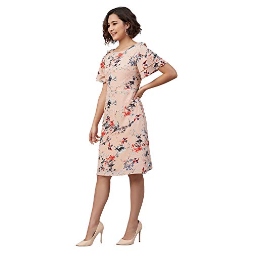 Rare Women's Crepe A-Line Knee-Length Casual Dress (EP7032_Peach_Medium) - Image 2
