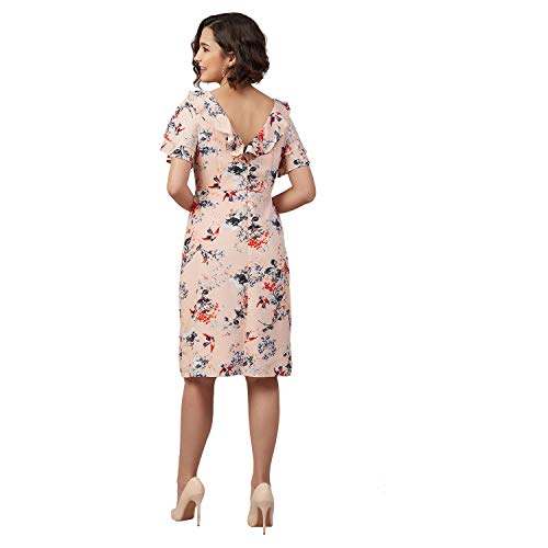 Rare Women's Crepe A-Line Knee-Length Casual Dress (EP7032_Peach_Medium) - Image 3