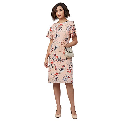 Rare Women's Crepe A-Line Knee-Length Casual Dress (EP7032_Peach_Medium) - Image 5