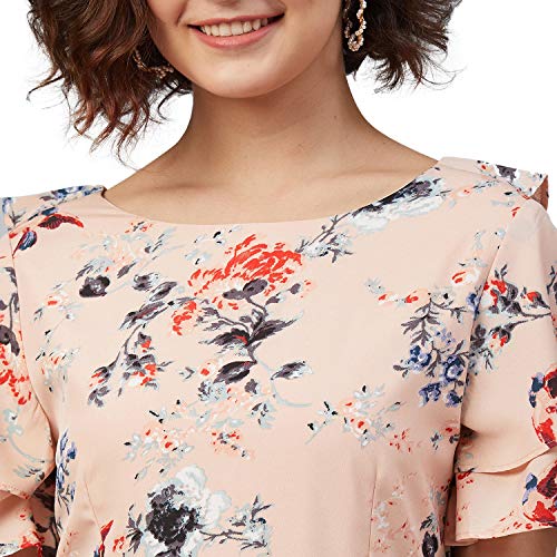 Rare Women's Crepe A-Line Knee-Length Casual Dress (EP7032_Peach_Medium) - Image 4