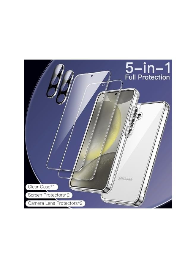 Jetech 5 in 1 Case for Galaxy S24 5G with 2-Pack Each Tempered Glass Screen Protector and Camera Lens Protector, Non-Yellowing Shockproof Bumper Phone Cover (Clear) - Image 3