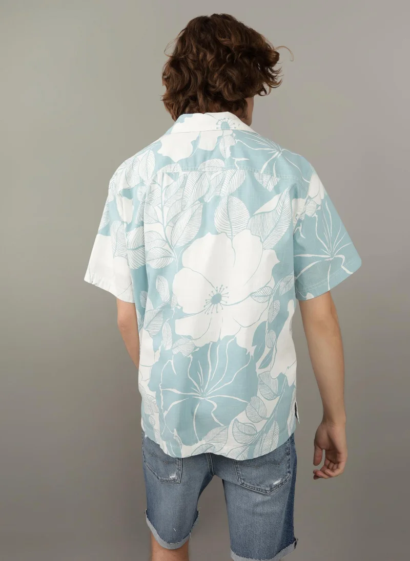 American Eagle Ae Floral Button-Up Poolside Shirt