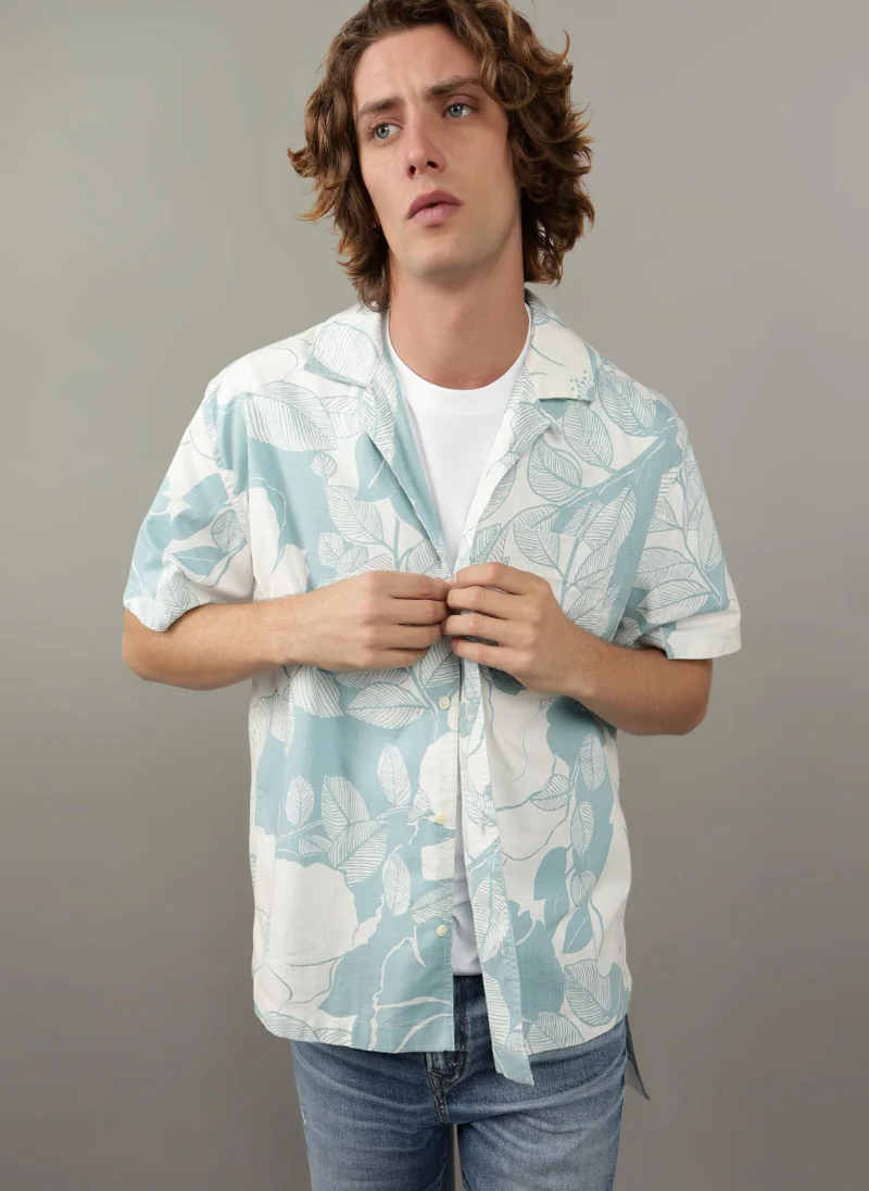 American Eagle Ae Floral Button-Up Poolside Shirt